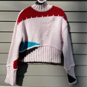 Zara Colorblock Turtlneck Chunky Sweater